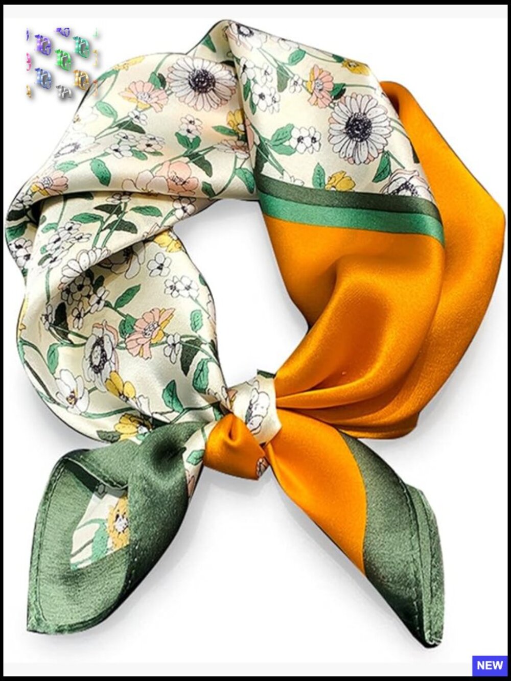 100% Mulberry Silk Square Scarf Elegant Retro Floral Fashion Accessory